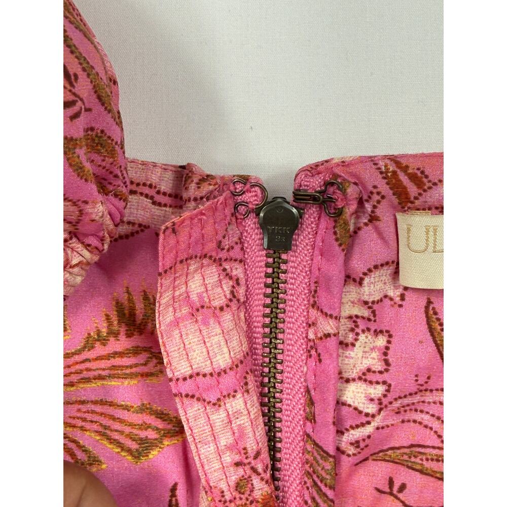 Ulla Johnson Leilani Dress Sz 8 100% cotton pink & gold floral print pockets - Picture 9 of 15